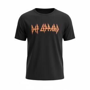 Men's Def Leppard Retro Black Classic Logo T-Shirt - Large